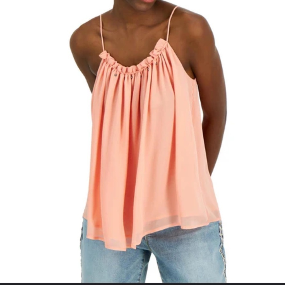 NWOT INC peach coral flowy top sz small